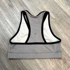 LULULEMON athletic sports bra. Minor piling on inside band. Size 6. Grey/black.